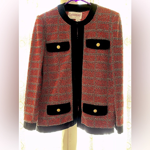 Jackets & Blazers - Castleberry Mod Geometric Design Knit Jacket